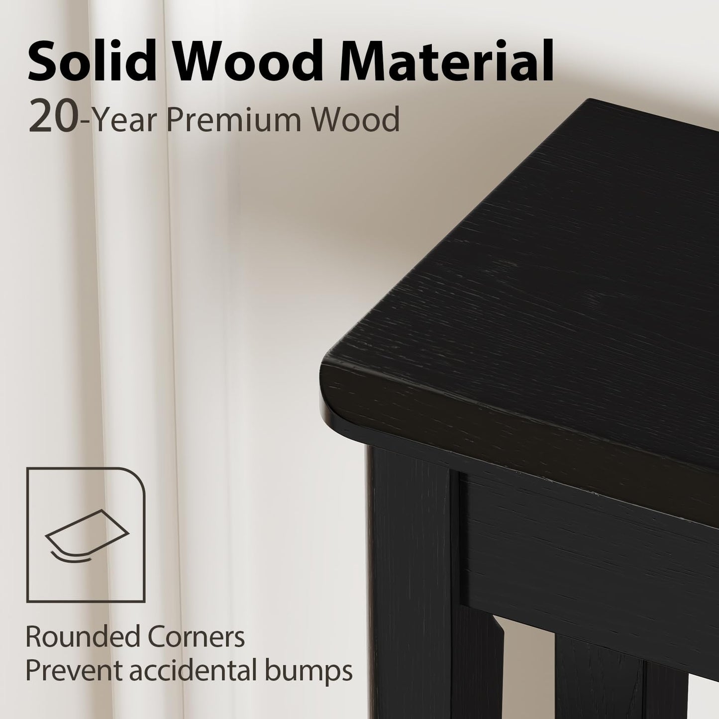 AQIMUELE Wood Console Table with Drawers, Mid Century Modern Console Table Black for Entryway, Living Room, Hall Way.