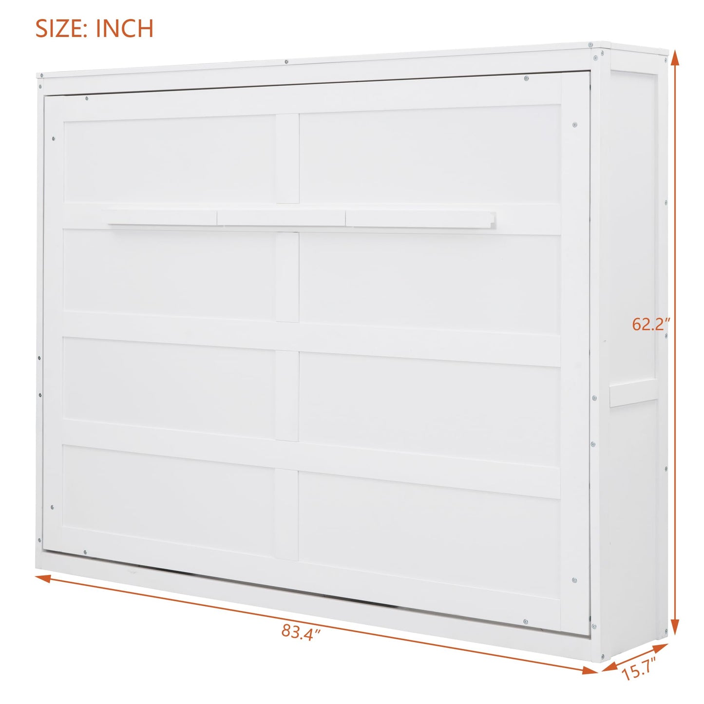 Ball & Cast Murphy Bed Full Size,Farmhouse Murphy Cabinet with Storage Shelf,Wood Hidden Wall Bed,Foldable Platform Bed,Space-Saving,No Box Spring Needed,White
