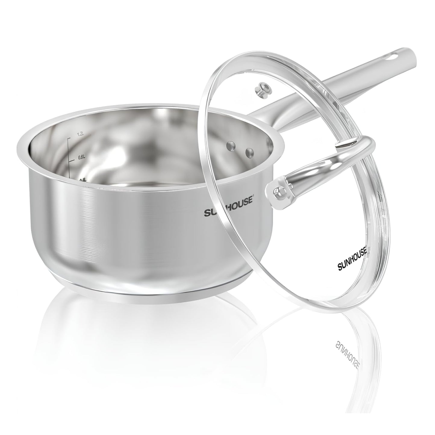 SUNHOUSE – 1.5 Quart Stainless Steel Sauce Pan with Lid - PFOA-FREE, Stainless Steel Sauce Pan, Induction base, Stay-Cool Handle, Compatible with All Cooktops Gas, Geramic, Electric etc.