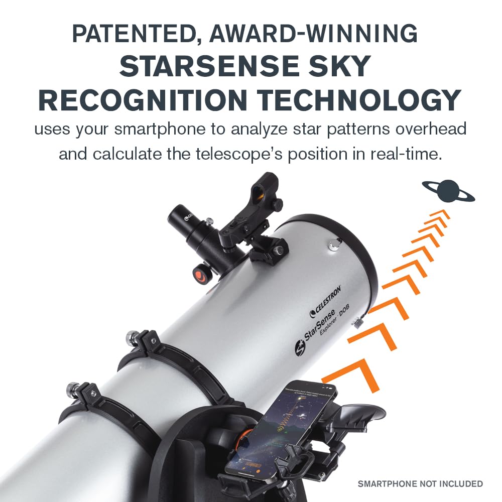 Celestron StarSense Explorer 150AZ App-Enabled Telescope – 150mm Tabletop Dobsonian with Smartphone Dock & StarSense App – iPhone & Android Compatible – Easy-to-Use for Beginners