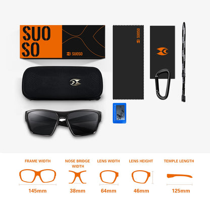 suoso Sports Polarized Sunglasses for Men: TR90 UV400 Protection Sun Glasses Womens Wrap Around Goggles for Drving Fishing Blue