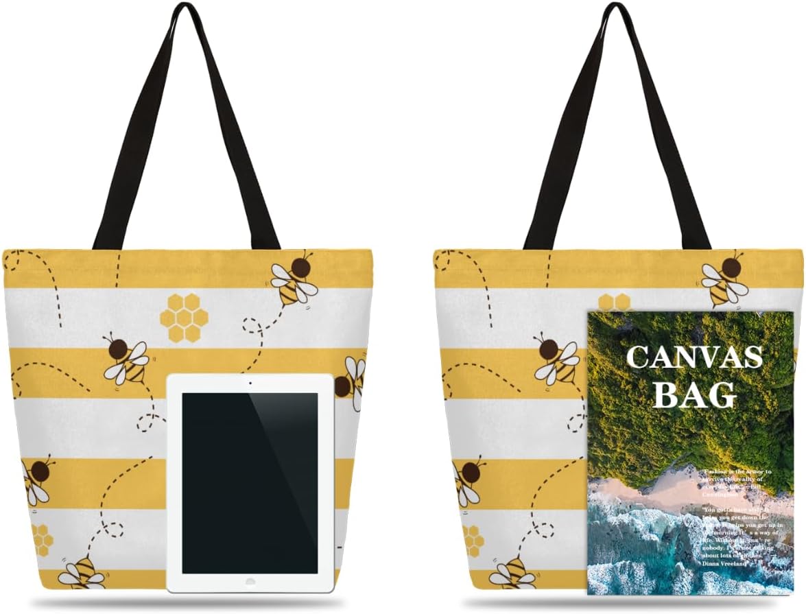 FengQuGou Canvas Tote Bag Large Women Casual Shoulder Bag Handbag Reusable Storage Shoulder Bag