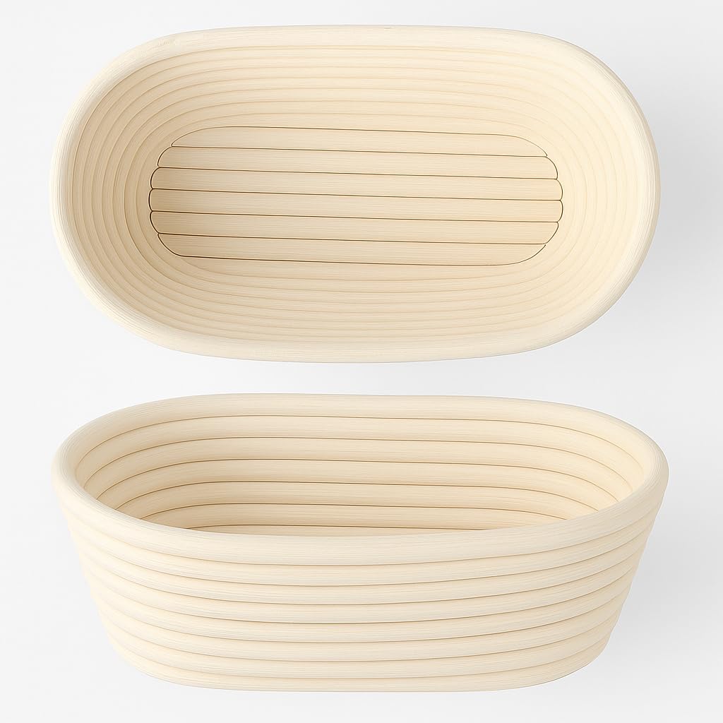 Saint Germain Bakery Oval Banneton Proofing Basket and Bread Lame Set – 10 Inch Rattan Basket with Liner, Razor Blades & Leather Cover – Sourdough Bread Baking Kit Gift for Artisan Bakers