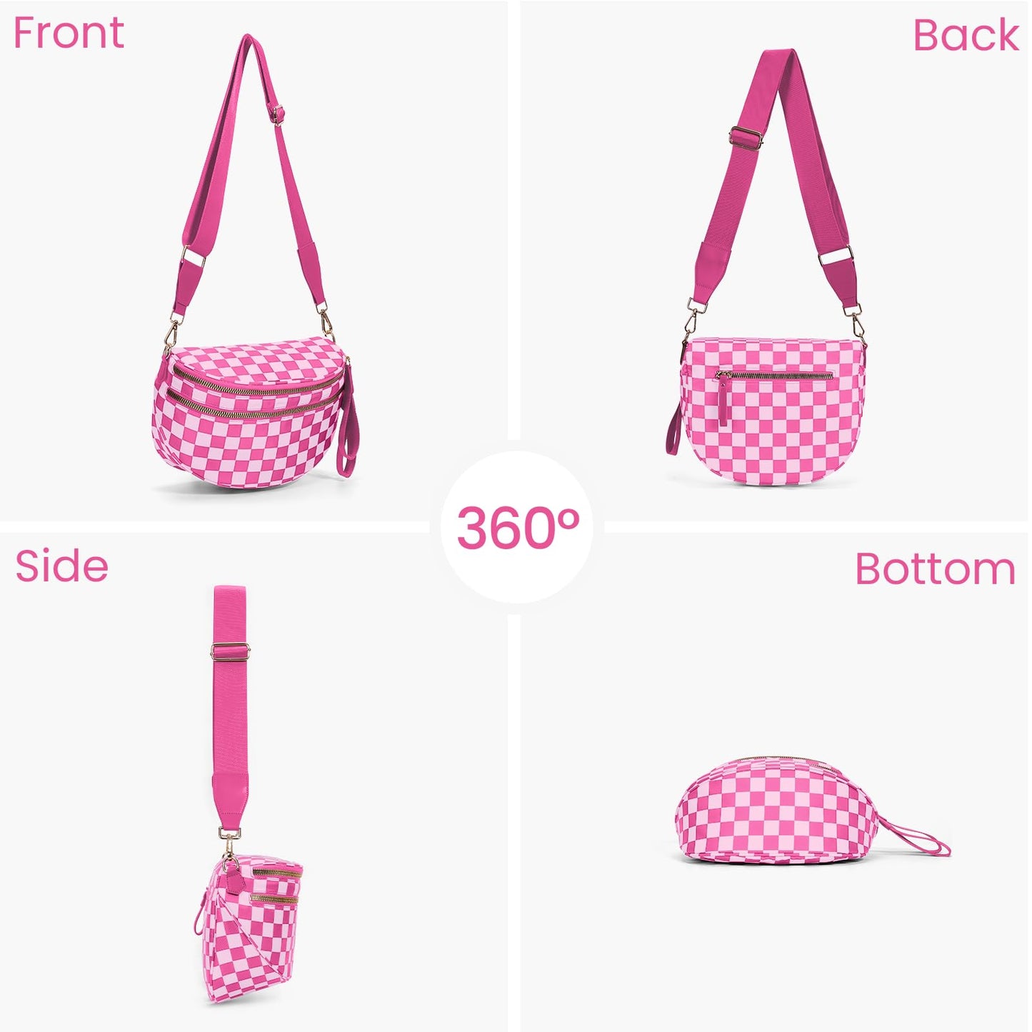 Checkered Crossbody Bum Bags for Women Nylon Checkered Purse Checkerboard Fanny Pack
