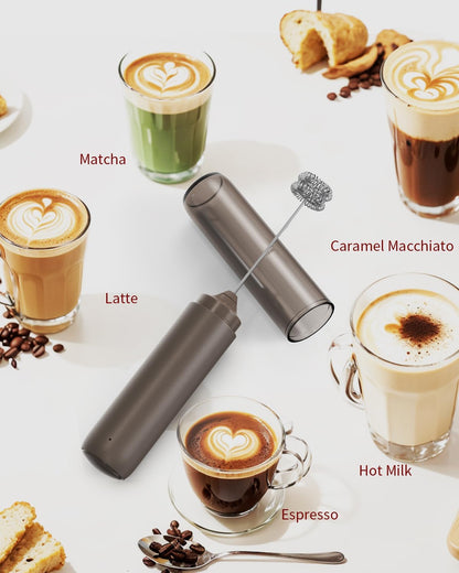 CIRCLE JOY Portable Rechargeable Milk Frother Hanheld, Dual Spring Whisk Electric Coffee Frother Wand Drink Mixer