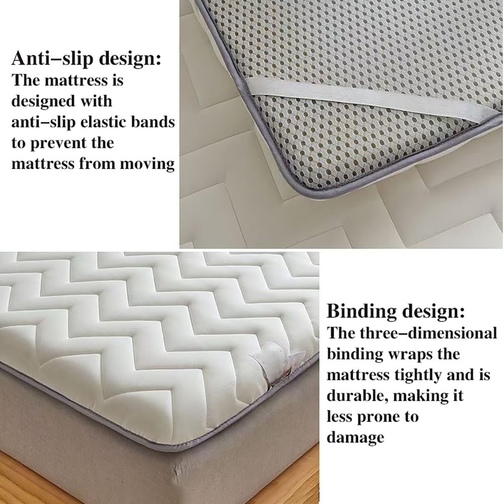 5cm Thick Foldable Floor Mattress – Portable Roll-up Tatami Mattress for Guest, Dorm, Bedroom, Or Apartment – Single & Double Size Grey 120x200cm