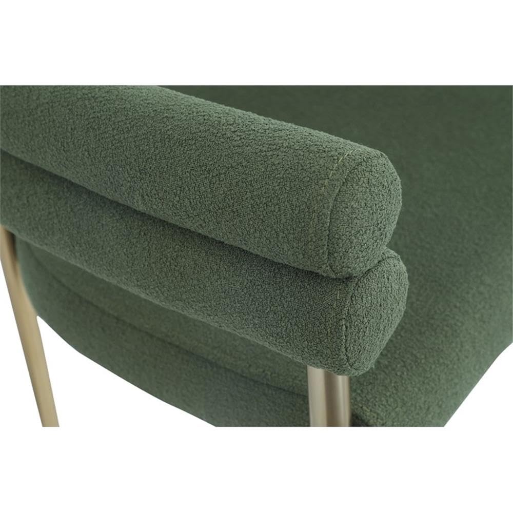 Meridian Furniture 804Green-C Brielle Collection Modern | Contemporary Boucle Fabric Upholstered Dining Chair with Brushed Brass Metal Frame, 25.5" W x 22" D x 28" H, Green, Set of 2