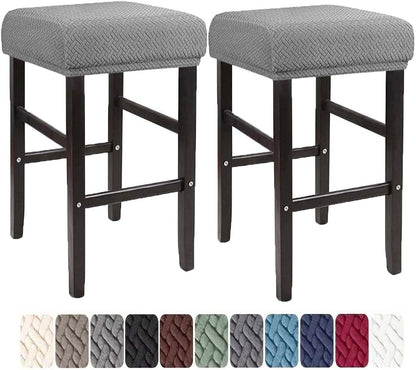 LIULIWEIFA Set 4/2/1 Counter Gray,2pcs Bar Stool Covers Rectangle of Saddle Bar Stool Covers Slipcover Stool Cushion