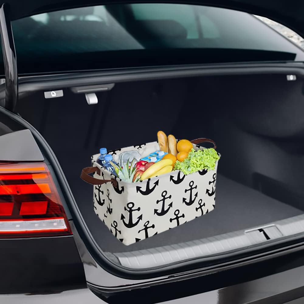 CLOCOR Rectangular Storage Basket, Collapsible Cute Pattern Storage Bin, Waterproof Coating with Handles, Gift Baskets