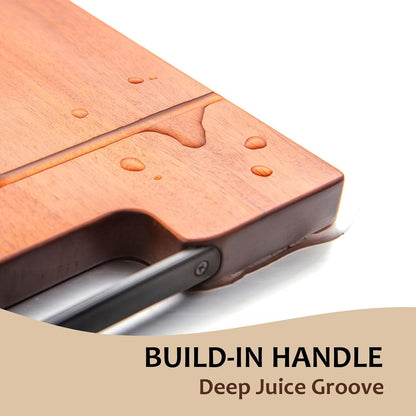 LUBAN Mahogany Wood Cutting Board, Thickened & Large with Handle, Premium Sustainable Wooden Chopping Board (14x9.5x1.1