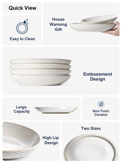 LE TAUCI Ceramic Serving Bowls Set of 2, Large Oval Serving Dishes for Entertaining, 11.8 & 13.7 Inch Salad Bowl for Kitchen Counter, Fruit Bowl, Pasta Bowls, Microwave and Dishwasher Safe - White
