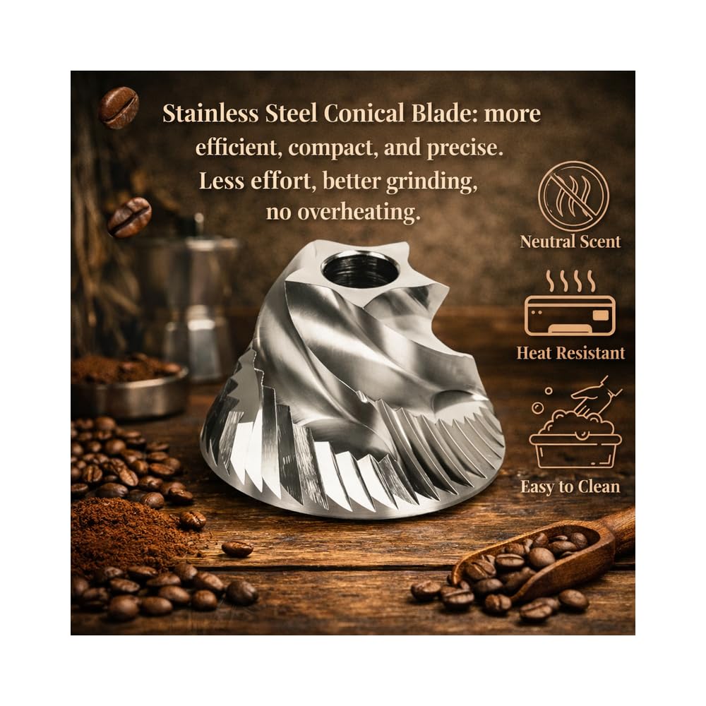 Garsal home. Electric Burr Coffee Grinder with 40 Grind Settings, Stainless Steel Conical Blades, Digital Measuring Spoon, USB-C Rechargeable Battery.