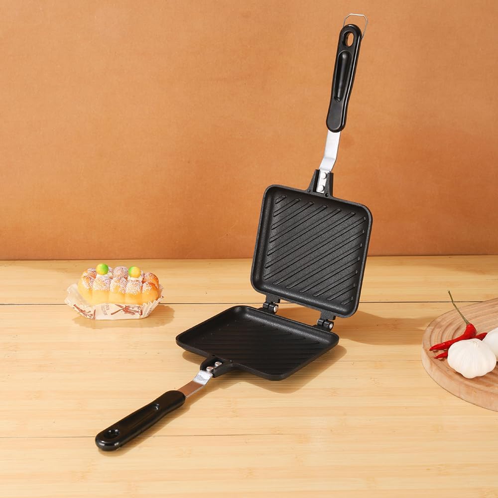 Double Sided Frying Pan, Non-Stick with Heat-Resistant Handles, Multifunctional Breakfast Pan, 5.5 Inches