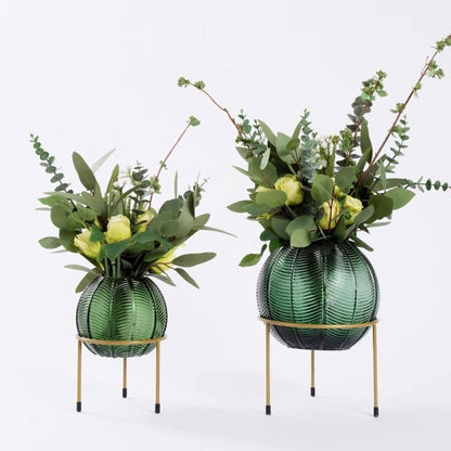 Faux Tree Nordic Light Luxury Simulation Flower Art Decoration Living Room Table Negotiating Table Glass Bottle Fake Flower Decoration Faux Plants Indoor(A)