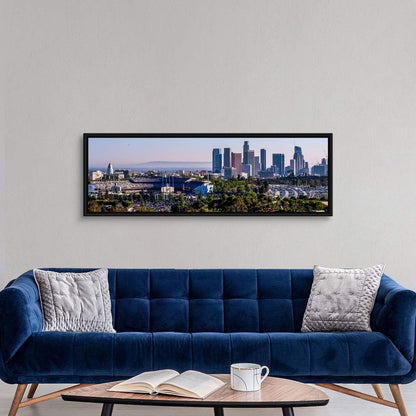 Downtown Los Angeles, California, Dodger Black Float Frame Canvas Art, Los Angeles Artwork