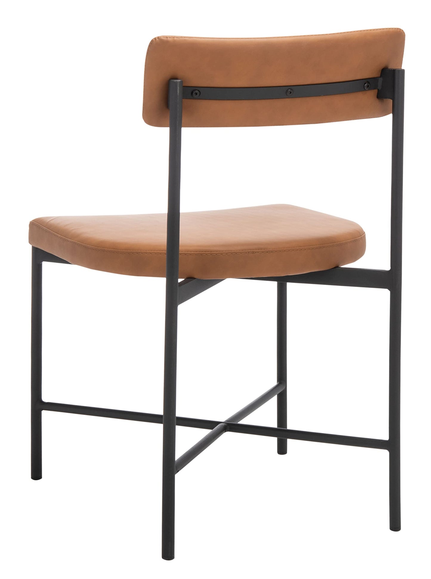 SAFAVIEH Home Collection Archer Faux Leather Dining Chair (Set of 2)-Fully Assembled DCH3004D-SET2, Cognac/Black