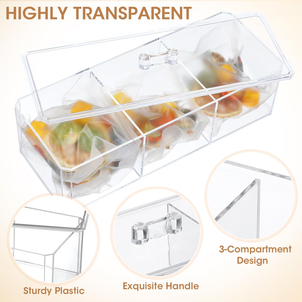 Unomor Tea Bag Organizer Box with Lid - Divided Acrylic Tea Storage Chest 9.17X3.74X3.26In Multi-Compartment Bag Holder for Kitchen Countertop Office and Home
