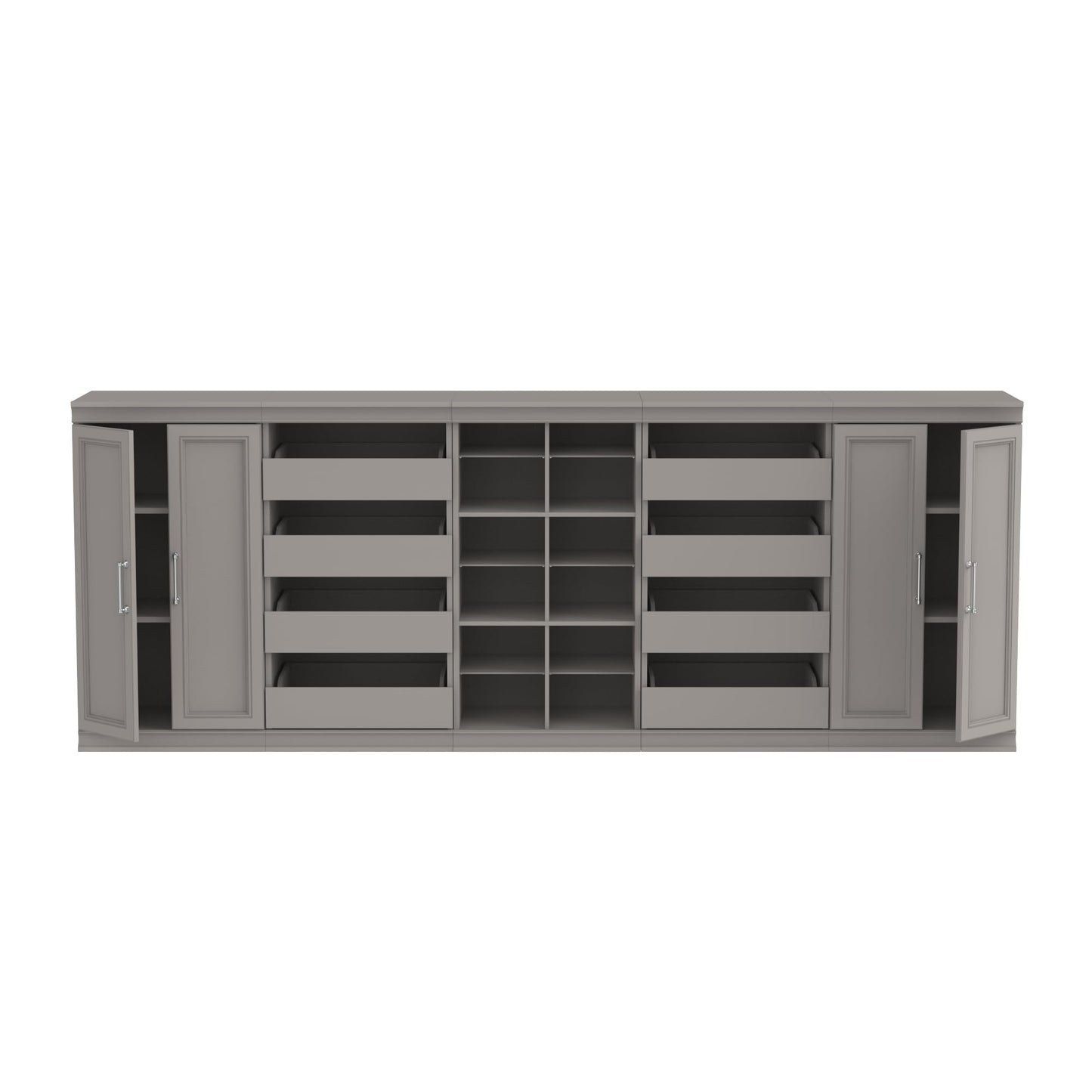 ClosetMaid Modular Storage 106.97-inch W 8-Drawer 18-Shelf Entertainment System with Doors, Smoky Taupe