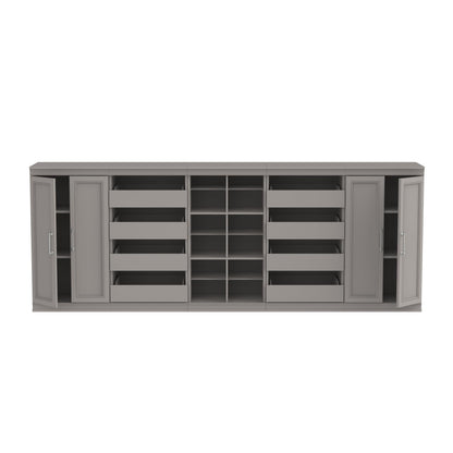 ClosetMaid Modular Storage 106.97-inch W 8-Drawer 18-Shelf Entertainment System with Doors, Smoky Taupe