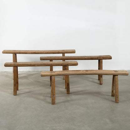 Approx. 3-3.5ft. Long Vintage Noodle Bench Weathered Natural (Size & Finish Vary)