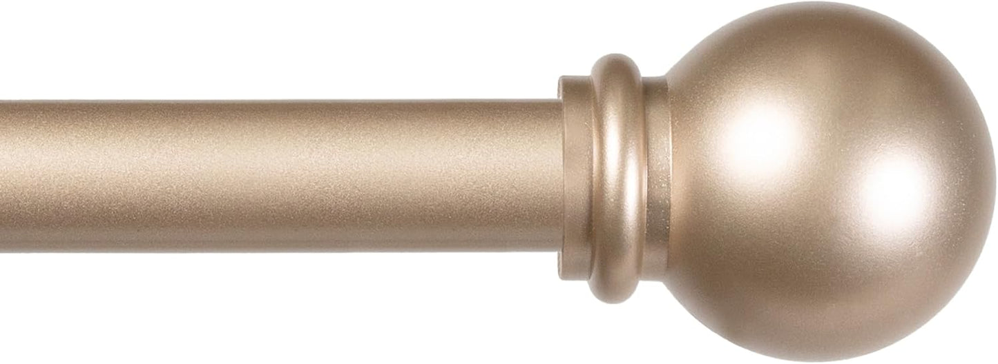 Kenney Chelsea Ball End Window Curtain Rod, Adjustable for Windows 28 to 48 Inches, Soft Brass Gold