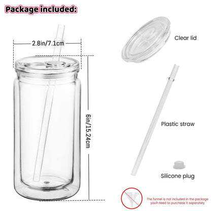 Cuguords 8 Pack 16oz Snow Globe Tumblers with Lids, Straws & Plugs, Double Wall Acrylic Plastic Snowglobe Cups, Pre-Drilled Hole DIY Glitter Tumbler Supplies, Bulk Clear Globe Cups for Party Favors