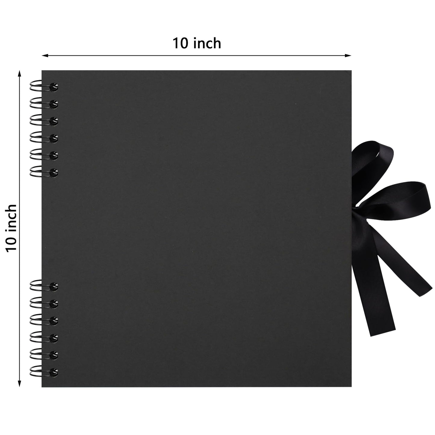 Remowith 10×10 inch Scrapbook Photo Album DIY Picture Book 40 Pages, Thick Kraft Paper Scrap Book Album with Silk Ribbon Wedding Guest Book Memory Book for Baby, Family, Travel (Black)