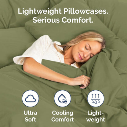 Queen Pillow Cases by [Brand Name] - Ultra Soft Hotel Quality Covers | Wrinkle-Free, Stain-Resistant, Machine Washable - 2 Piece Set in Sage Green