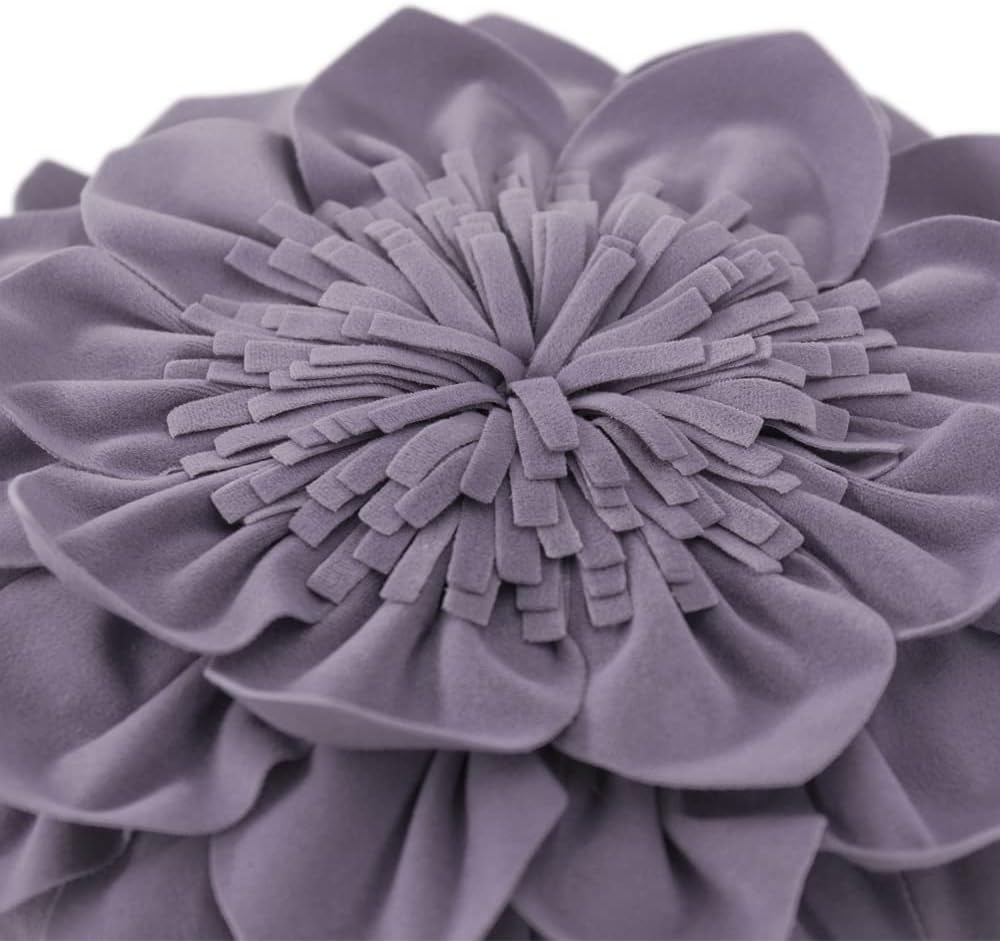OiseauVoler 3D 12 Inch Decorative Flower Throw Pillows with Insert Included Accent Round Pillow Handmade Cushion