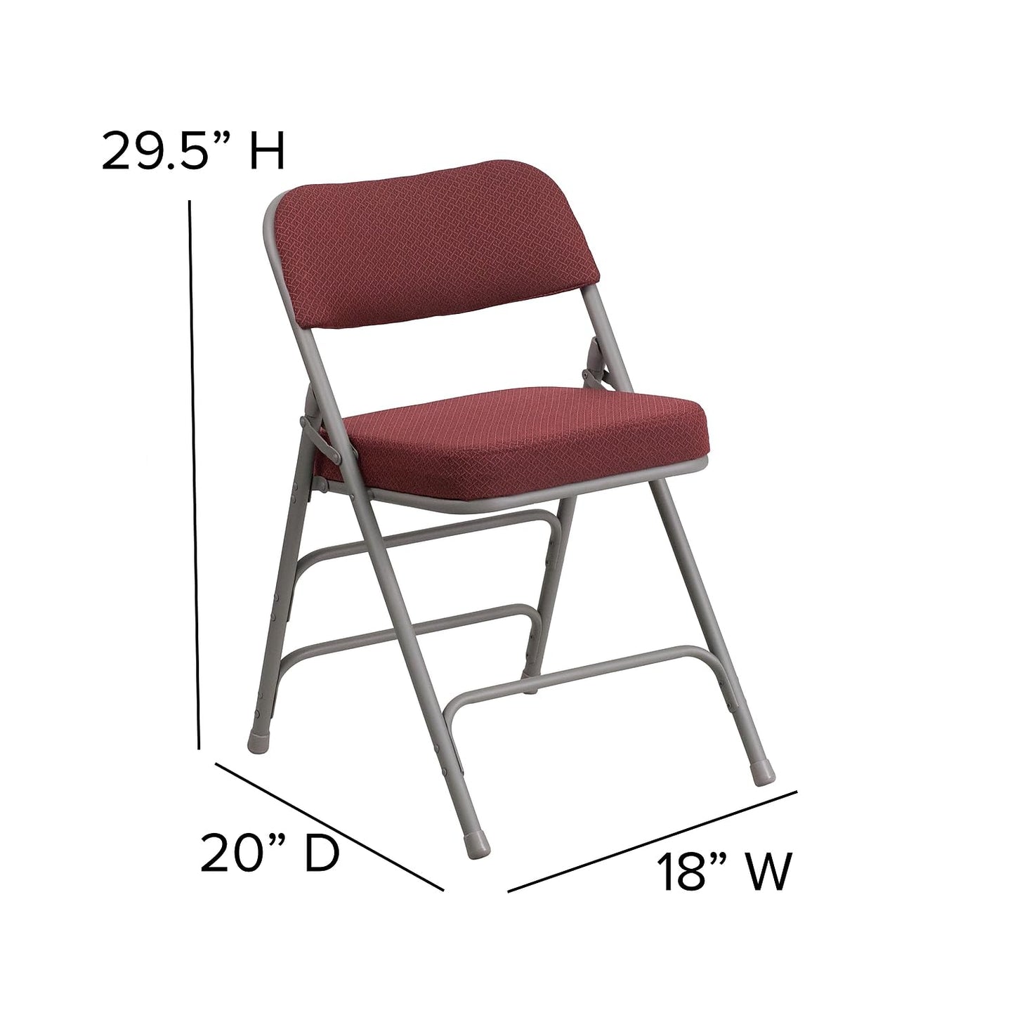 Flash Furniture 4 Pack HERCULES Series Premium Curved Triple Braced & Double Hinged Burgundy Fabric Metal Folding Chair