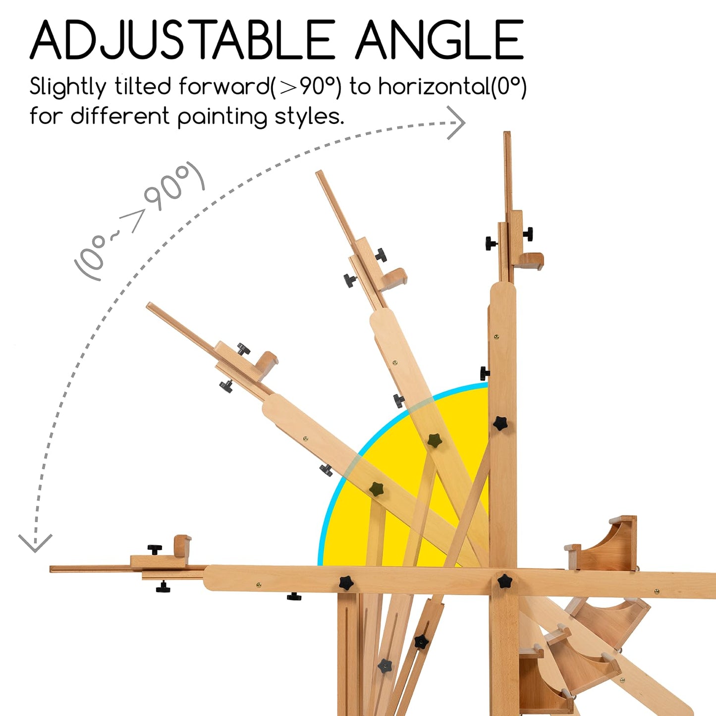 MEEDEN Enlarged Heavy-Duty H-Frame Easel: Artist Solid Beech Wooden Studio Easel - Professional Painting Art Easel Stand with 4 Lockable Wheels & Leveling Bolts - Hold Canvas up to 86" H