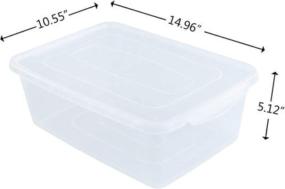 Inhouse 14 Quart Clear Storage Bins - Plastic Latching Containers with Lid | Set of 4 Shoe Boxes