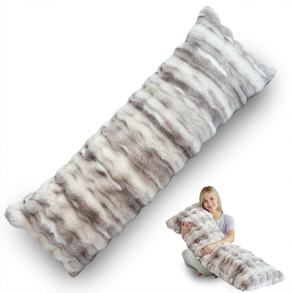 OMEO Winter Fluffy Full Body Pillow Memory Foam Pregnancy Pillow, Nursing Pillow for Side Sleepers, Weighted Body