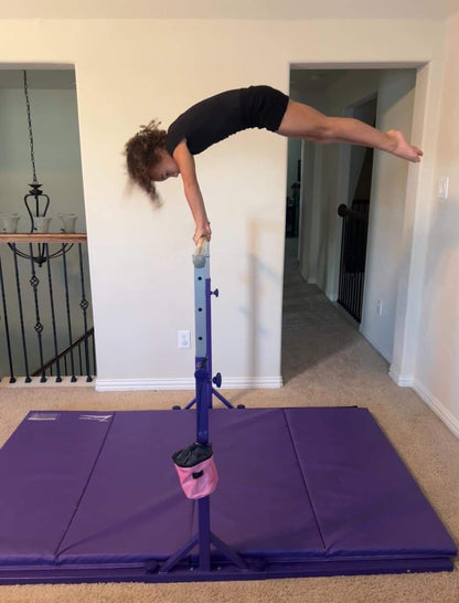 Z Athletic Flyaway Duo Adjustable Horizontal Bar and 4 Ft x 6 Ft Gymnastics Mat, Purple