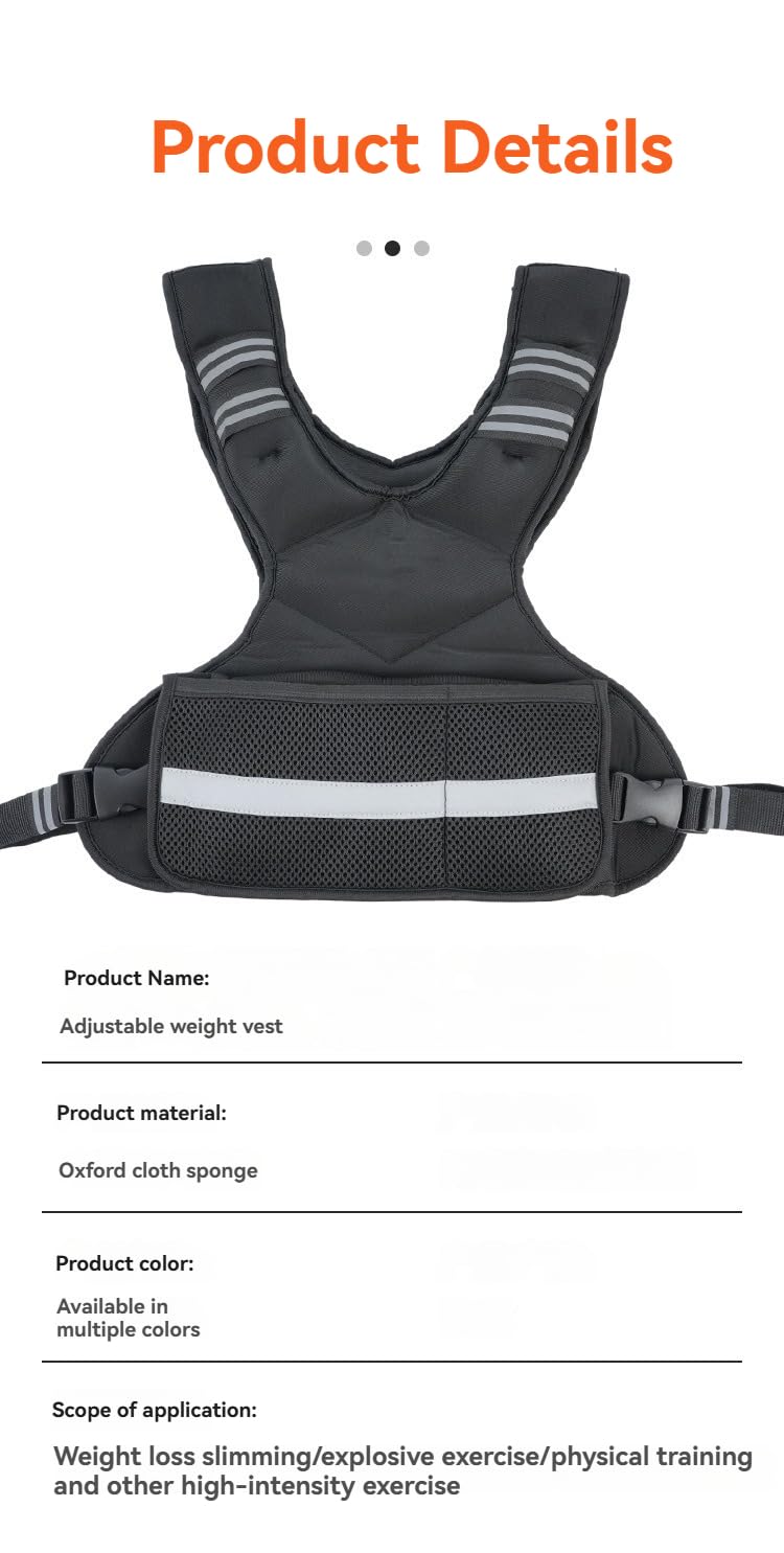 Adjustable weighted Vest with Reflective Strips for Fitness Training Workout, Strength Training, Running, Muscle Building, Weight Loss, Weightlifting (black,20-32lb)