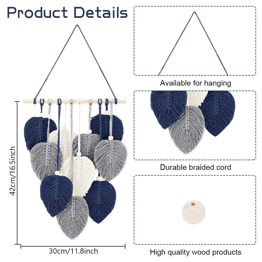 FREEBLOSS Macrame Leaf Wall Hanging Kit Boho Wall Hanging Macrame Tapestry DIY Macramé Art for Beginners Macramé Boho Decor for Room Decor Adults Gift