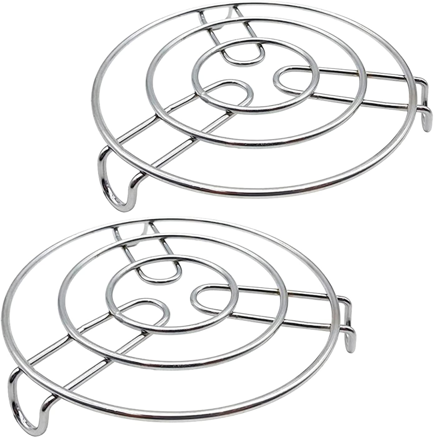 Iron Stand | Stainless Steel Trivet | Round Steamer Rack for Kitchen | Heat Resistant Hot Plate Holder | Pack of 2