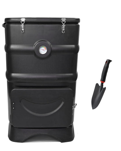 EJWOX Insulated Compost Bin with Ventilation System - Quickly Composting All Year Round, A Reservoir at The Bottom Design to Collect The Leachate (30 Gal, Black)