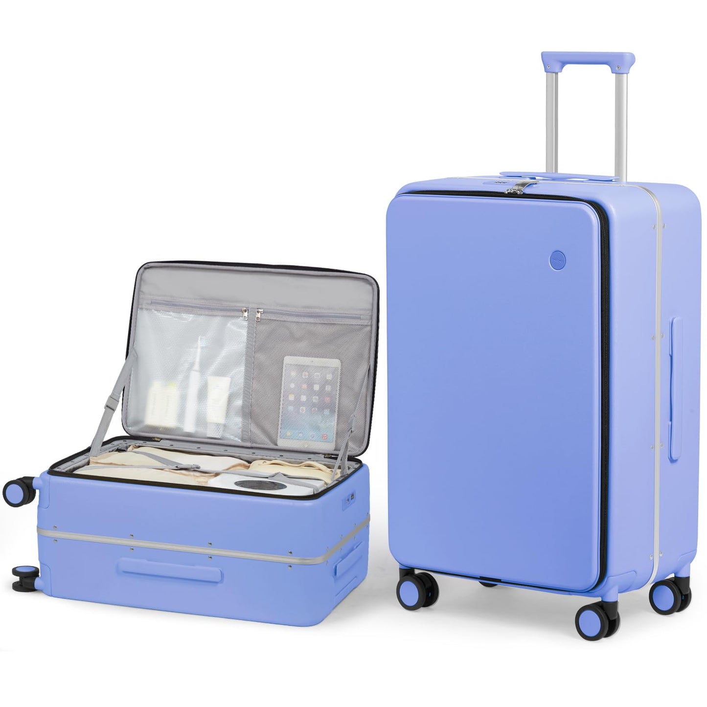 mixi 26 Inch Large Checked Luggage PC Hard Shell Suitcase Top Opening Aluminum Frame Travel Suitcases with Wheels, Lilac Purple