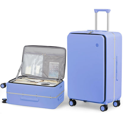 mixi 26 Inch Large Checked Luggage PC Hard Shell Suitcase Top Opening Aluminum Frame Travel Suitcases with Wheels, Lilac Purple