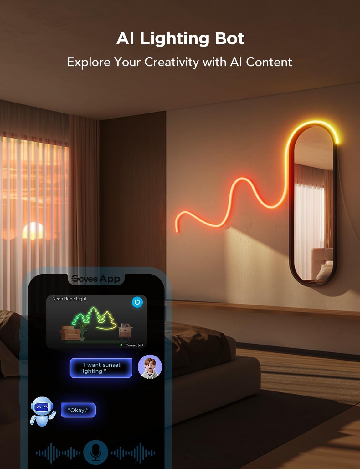 Govee RGBIC Neon Lights, LED Smart Neon Rope Light 2 Works with Matter, Alexa, Google Assistant, Custom DIY Neon Strip Lights for Bedroom and Holiday Decor, Softer Material, 32.8ft, White
