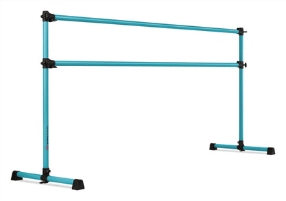 VITA Barre Portable Freestanding Double Ballet Barre, Prodigy, 8 Ft Bars, Teal | Adjustable Height, USA Made, Home or Gym Exercise Equipment for Kids & Adults | Dance, Fitness, Pilates