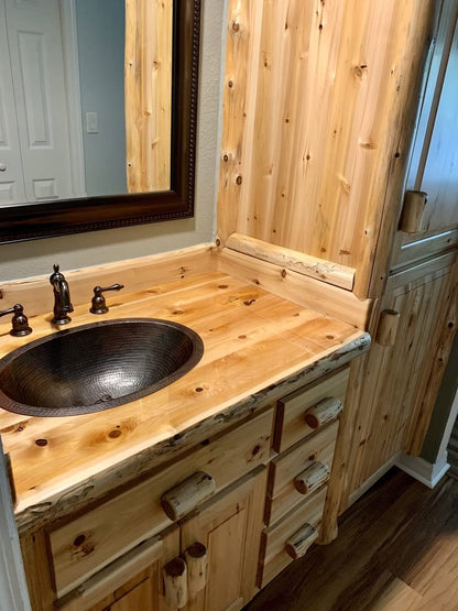 SimplyCopper 19" Oval Rustic COMBO Copper Bath Sink with Lift & Turn Drain & 2-Handled Faucet in ORB