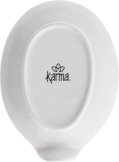 Karma Boho Spoon Rest, Black and White Ceramic Spoon Rest for Countertop