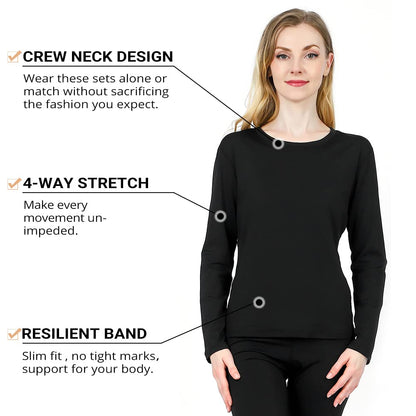 HEROBIKER Thermal Underwear Women Ultra-Soft Set Base Layer Top & Bottom Long Johns with Fleece Lined Winter Warm