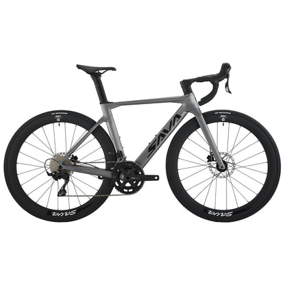 SAVADECK A7L Carbon Road Bike, T800 Carbon Fiber Frame 700C Racing Bicycle with Shimano 105 R7100 24 Speed Groupset and Hydraulic Disc Brake, Ultra-Light Carbon Bike for Man and Women(Grey,47cm)