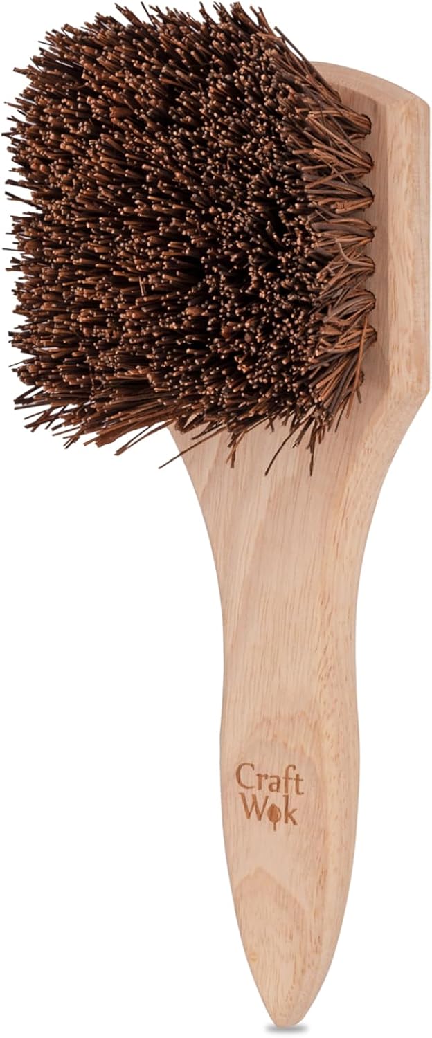 Craft Wok Wooden Square Wok Cleaning Brush/Scrubber - 732W8-F