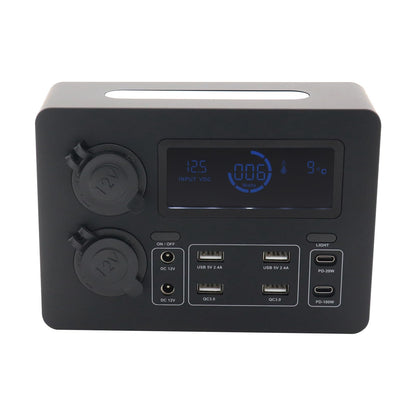 HUIOP Power Box,Mini Power Box, 12V 100W LCD Display Power Box with LED Lights, USB-C & QC3.0 Ports, Portable Control Hub for RVs, SUVs, Boats, Yachts, Cars