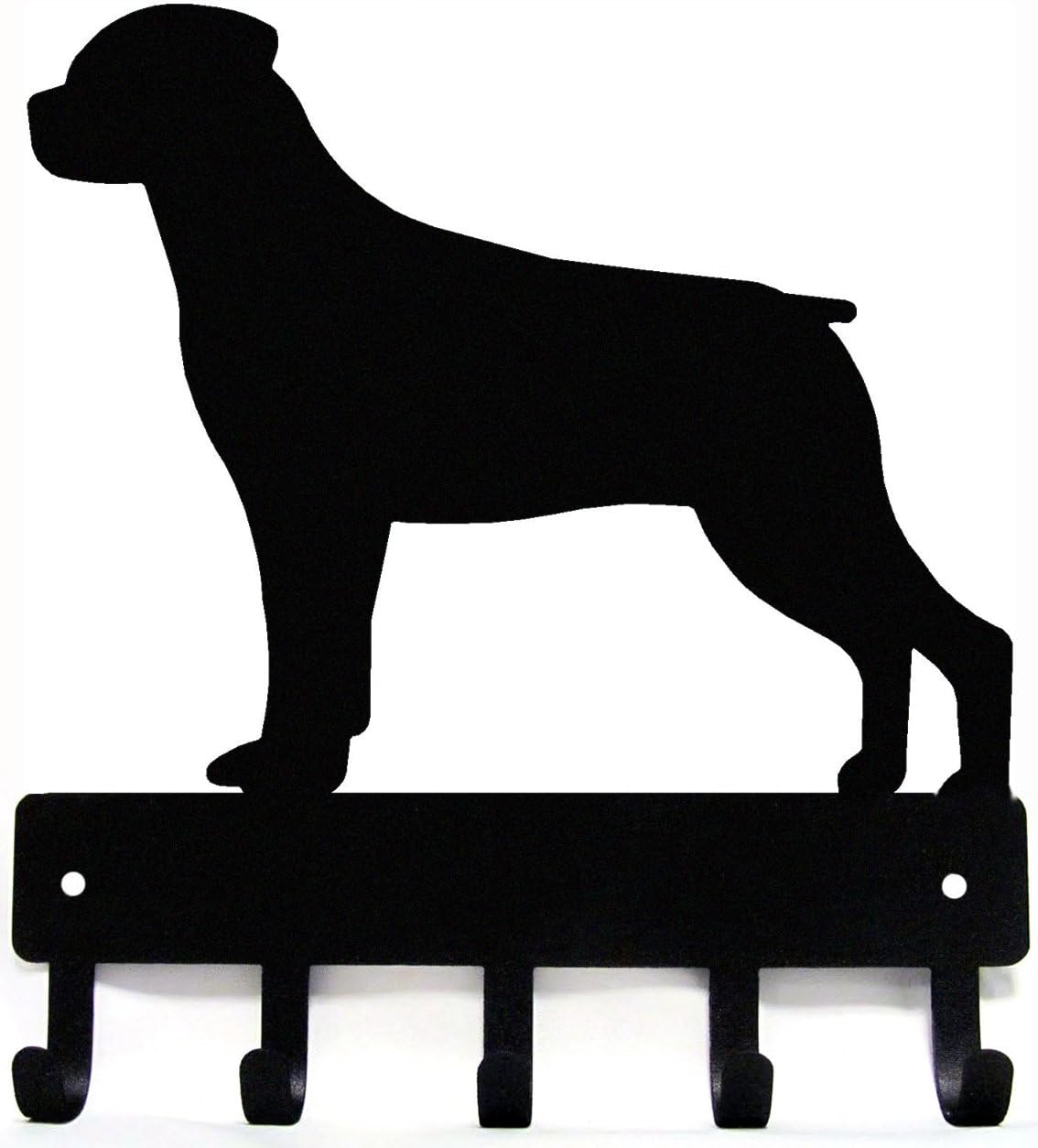 Rottweiler Dog Leash Hanger Key Holder for Wall - Large 9 Inch Wide with 5 Hooks - Made in USA