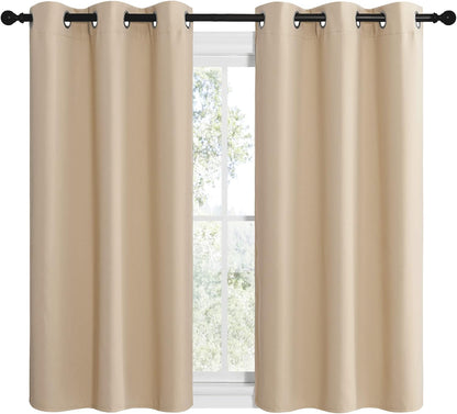 NICETOWN Room Darkening Curtains - Thermal Insulated Grommet Draperies for Bedroom | Biscotti Beige, 2 Panels (W42 x L50)